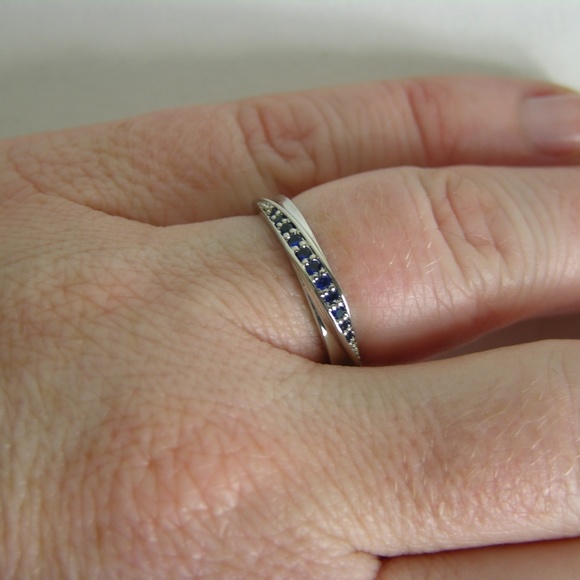 Pave 18k White Gold Plated & Sapphire Zircon Ring - Picture 6 of 6